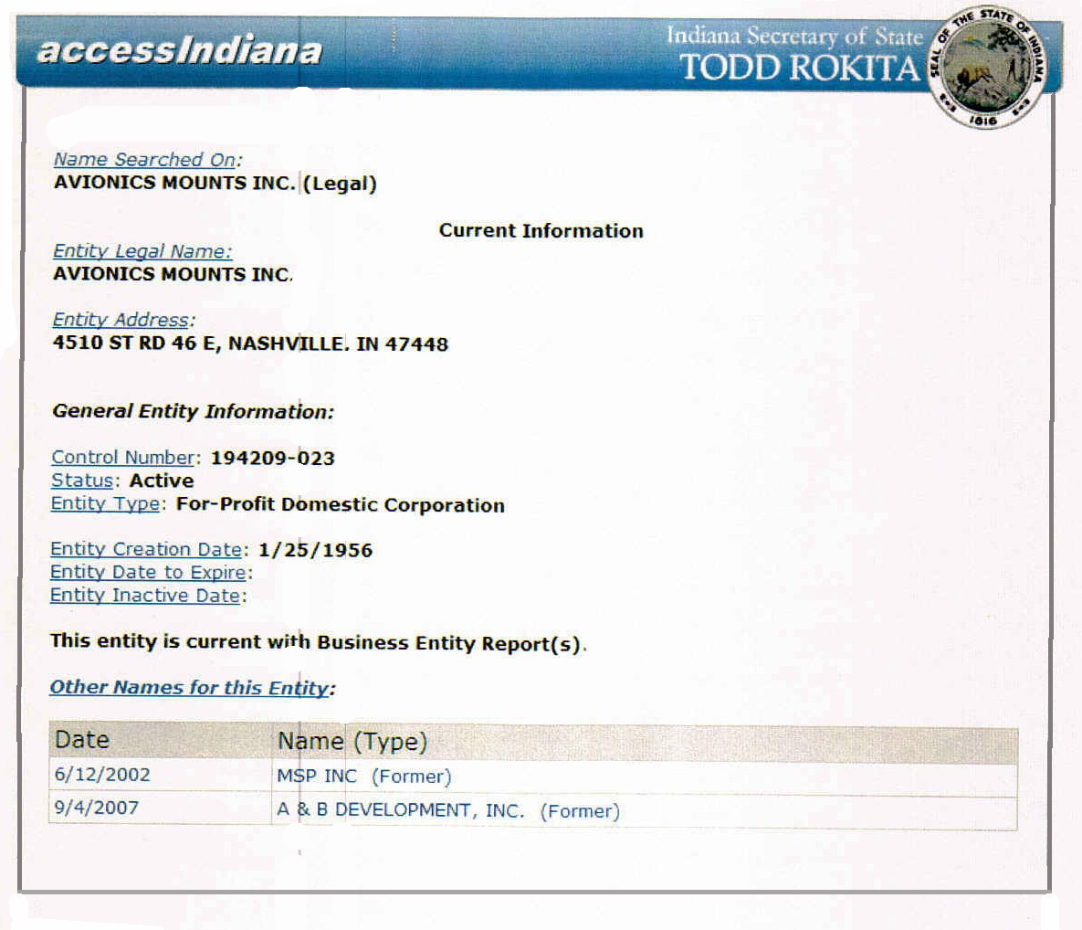 Avionics Mounts Corporate information